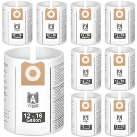 9 Pack 23743 VF3502 Vacuum Bags Compatible with Ridgid 12-16 Gallon Wet/Dry Vacuums, High Efficiency Dust Filter Bags Replace, Size A, Fits WD1950, WD1956, WD1850, RV2400HF