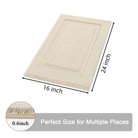 SHACOS Super Soft Small Bathroom Rugs 16x24 inch Microfiber Bath Rugs Non Slip Washable Bath Mats Absorbent Bathroom Mats for Bathroom Shower Tub, Light Beige