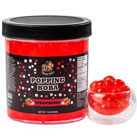 Popping Boba Pearls | Strawberry Flavor | 1LB (454g) | Bursting Tea Balls for Drinks, Desserts, Smoothies, and Snack Toppings | Bubble Tea Tapioca Pearl Mix