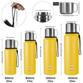 27oz Stainless Steel Vacuum Insulated Water Bottle with Handle & Lid,Thermo for Hot Drinks/Cold Drinks, Leakproof Travel Flask with Cup,for Camping, Office