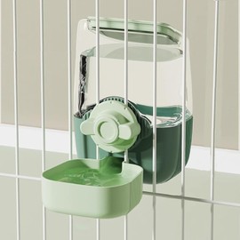 Pet Hanging Automatic Feeders Drinking Bowls 33oz, Siphon Water Feeder No Drip Water Set, Cage Pet Feeding Bowls Dispenser for Cats Dogs Puppy, Rabbit(Green-water)