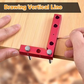DFM Small Square, Center Finder Square Small Square Aluminum Alloy Center Finder Tool Dowel Drill Guide Jig for Woodworking
