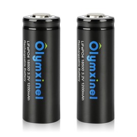 Olymxinel 18500 3.2v Solar Battery 1200mAh: LiFePO4 18500 3.2 Volt 1200mah 3.84wh Batteries for Outdoor Garden Solar Lights, Flashlight (2 Pack)