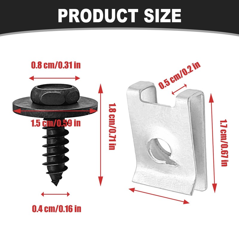 Icyhaws Fender Liner Screws and U Nuts Kit 10 Set