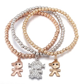 Charm Bracelet for Women,Stretch Chain Bangle Bracelet Gold or Silver Cuff Bracelet for Friendship (Rose Gold)