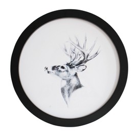 Levoberg Round Photo Frame Wooden Wall Mounted Stylish Picture Frame Home Decor Black 7 inch