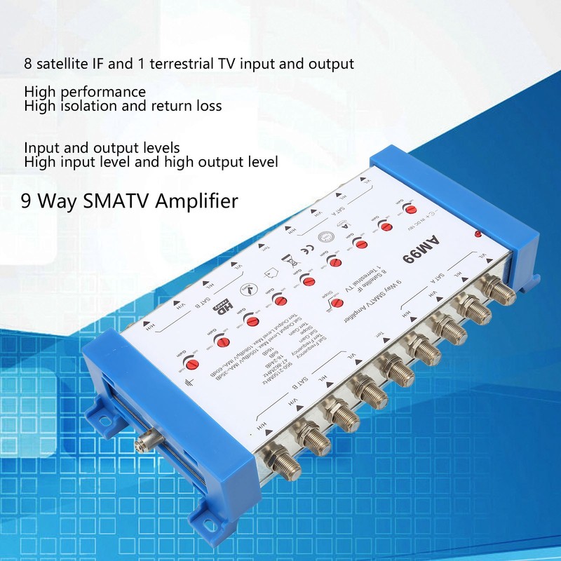 9 Way SMATV Amplifier Professional Plug and Play Satellite TV