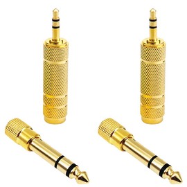 Earphone Jack Converter Adapter Stereo Mini Plug 6.35mm to 3.5mm 3.5mm to 6.35mm Female Male Amplifier Converter Gold Plated Connector for Headphones, Microphones, Speakers, Electronic Piano, Mixer, Player, etc. 4 Pack
