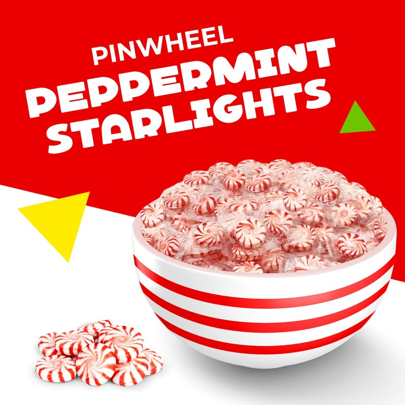 Peppermint Pinwheel Starlight Mints Hard Candy (1 Pound Bag -