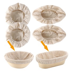 10Pcs Linen Cloth Liner Cover Fit For 8" 9" 10" 11" Round Oval Rattan Bread Proofing Basket Sourdough Bannetons Basket