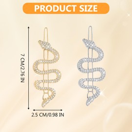 maxtachi 4 PCS Snake Hair Clip, Vintage Snake Hair Accessories, Snake Rhinestone Hairpin Decorative for Women Girls, Side Clips for Hair, Minimalist Snake Hair Pin, Perfect Clip for Girls and Women