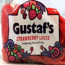 Gustaf's Shoestring Red Strawberry Licorice Laces 2 pounds
