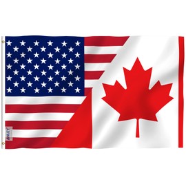 Anley Fly Breeze 3x5 Feet America Canada Friendship Flag - Vivid Color and Fade Proof - Canvas Header and Double Stitched - Friendship Forever US CA Flag with Brass Grommets 3 X 5 Ft