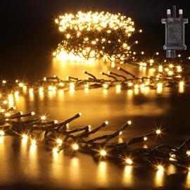 GlobaLink Outdoor Christmas Lights Cluster Christmas Lights 8 Modes 7.6M760LED Christmas Tree Lights Plug in IP44 Waterproof for Outdoor Indoor Xmas Tree Garden Party Decor-Warm White