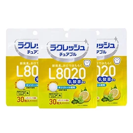 L8020 Lactobacillus Lactobacillus Lacquere, Chewable, Lemon Mint Flavor, 30 Tablets x 3 Piece Set