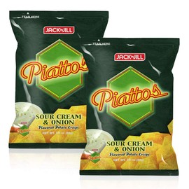 Jack'n Jill Piattos Flavored Potato Crisps 2.8 Oz Sour Cream & Onion Flavored (Pack of 2)
