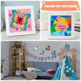 QEUOYSS 6 Pieces 5D Diamond Painting Kits for Kids Beginners Easy Diamond Painting Kits Arts and Crafts for Kids Ages 8-12 Diamond Art Craft Set for Home Wall Decor (6 Pack A)