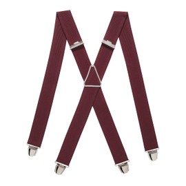 Pierrot Braces for Men Wide Made in Germany / France - Ultra Strong Elastic Band & 4 Extra Strong X-Clips - Adjustable Length up to 130 cm - Lifetime Guarantee, bordeaux, Unit size