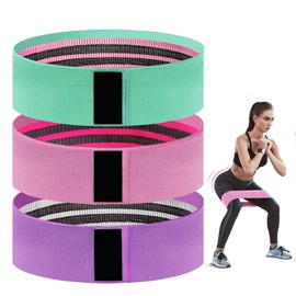 3pcs Non-Slip Fabric Resistance Bands for Working Out, Loop Exercise Bands for Booty Leg, Butt, Glute, Stretch Workout Bands for Women & Men, Hip Elastic Bands for Home Gym Fitness, Yoga, Pilates