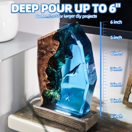 Deep Pour Epoxy Resin 1.5 Gallon [New VRESION], Up to 6" Pour Depths Epoxy Resin, Bubble Free & Super-Gloss Flow Casting Resin, UV Resistant Epoxy for Wood Table, River Table, Countertops