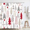 GOOESING Christmas Shower Curtain, Hand Drawing Christmas Tree Cloth Fabric