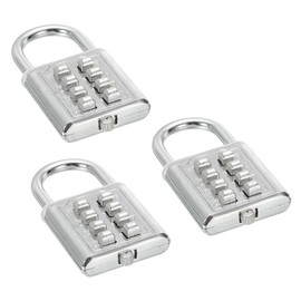 PATIKIL 8 Digit Button Combination Padlock, 3 Pack 4 Position Locking Mechanism Push Button Security Digital Lock for Gym Sports Locker Cabinet Toolbox, Silver Tone