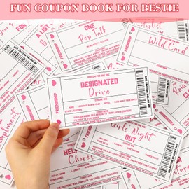 JULEASEL Best Friend Coupon Book for Bestie - Best Friend Birthday Gifts for Women, 20 Fun Friendship Vouchers + 10 Blank Wild Cards - Friend Gifts for BFF, Sister, Female Friends