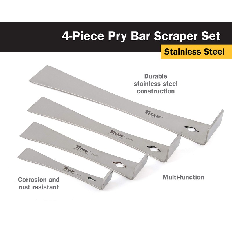 Titan 17009 4-Piece Stainless Steel Pry Bar Scraper Set