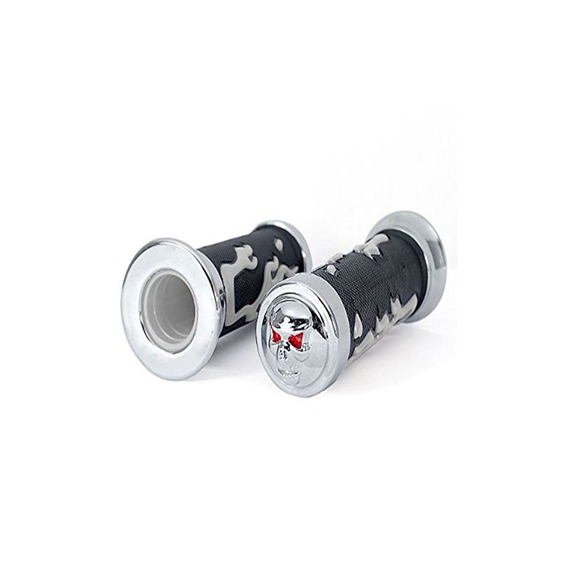Szmsmy Skull Bike Grip 1.0 inch (25 mm) Plated Left