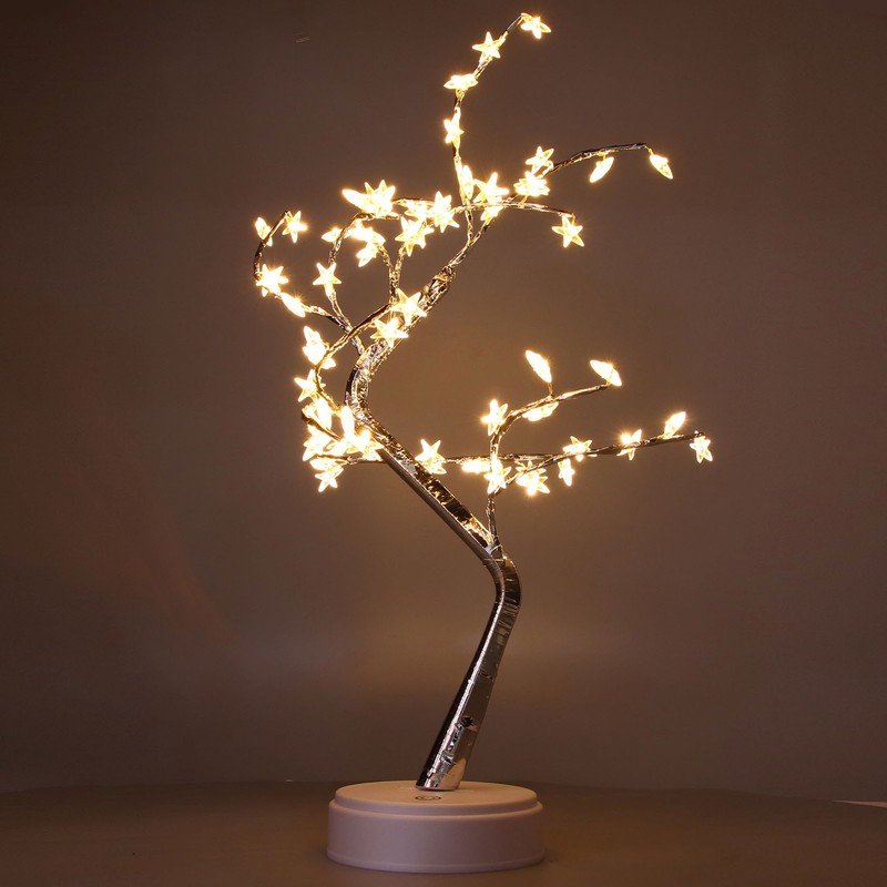 Tabletop Bonsai Tree Lamp Adjustable Safe Touch Switch Night Light