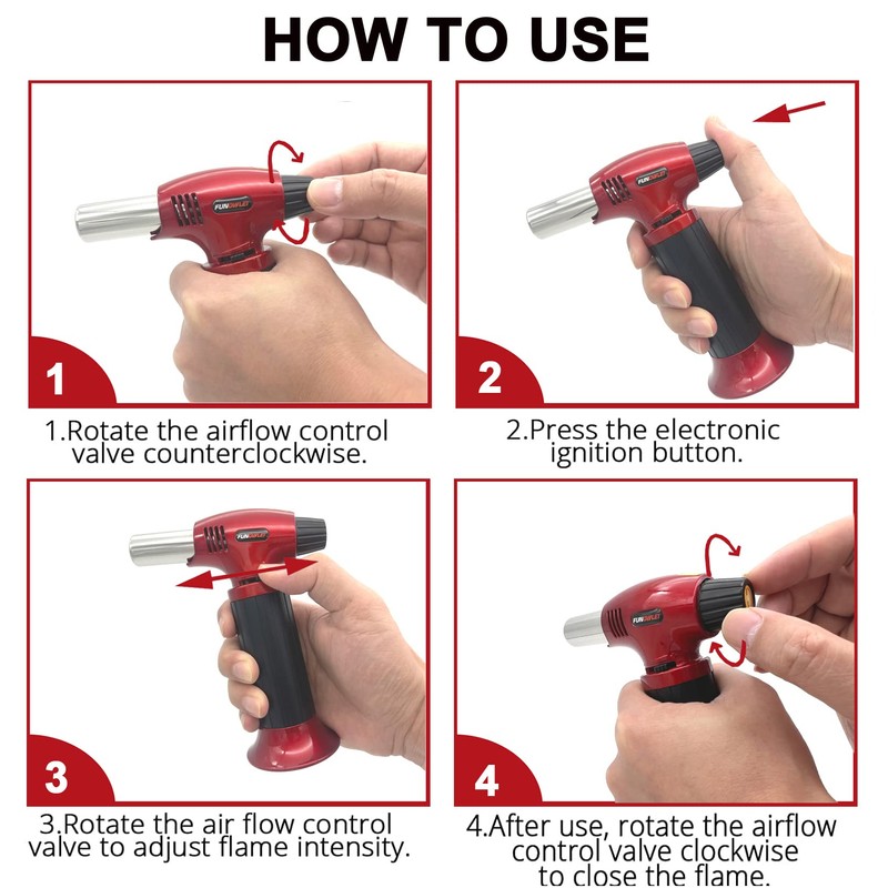 FunOwlet Butane Torch Lighter, Refillable Kitchen Blow Lighters, Culinary Cooking