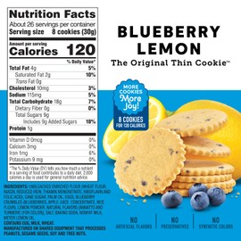 Dewey's Bakery Meyer Lemon and Blueberry Lemon Moravian Style Cookie Thins, Bakery Fresh with Real Simple Ingredients, Low Calorie Snack, No Artificial Flavors or Preservatives, 28 oz (Pack of 2)