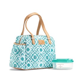 Fit & Fresh Lunch Bag For Women, Insulated Womens Lunch Bag For Work, Leakproof & Stain-Resistant Large Lunch Box For Women With Expandable Bottle Pocket, Zipper Closure Laketown Lunch Bag Aqua