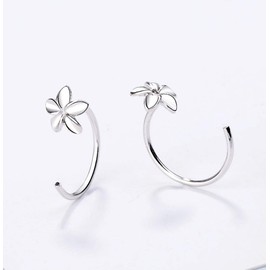 Iszie 925 Sterling Silver Mini Flower Wrap Hook Earrings for Girls Wonen