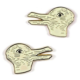 The Unemployed Philosophers Guild Duck Rabbit Enamel Pin Set - 2 Unique Coloured Metal Lapel Pins, Duck/Rabbit