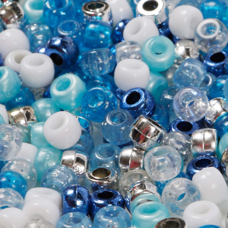 Elsa's Pony Bead Mix 200 Pieces Mixed Blue Beads Size