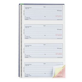 Blueline Receipt Book with Spiral Binding 100 Numbered Carbonless Triplicates Bilingual 10-5/8-Inchx6-5/8-Inch (DC4084BT)