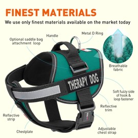 Dogline Unimax Multi-Purpose Vest Harness for Dogs and Removable Therapy Dog Patches Teal Girth 22" - 30"