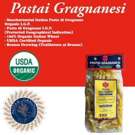Maccheroncini Organic Italian Pasta di Gragnano I.G.P. | Pastai Gragnanesi | USDA Certified Organic | 17.6oz (500g) (Pack of 4)