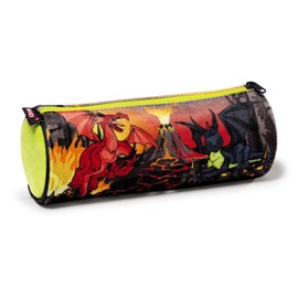 Nici 39799 Pencil Case Plush Dragon Printed Charcoal/Red/Yellow