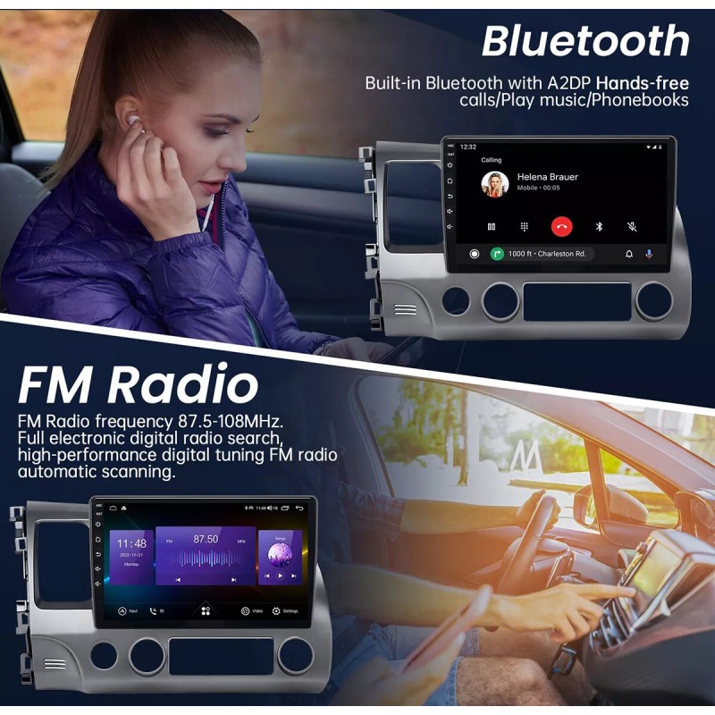 Jingelsye For Honda Civic 2006-2011 Apple CarPlay Android 12 Car