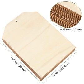 PINGEUI 20 Pcs 10 x 7 Inch Large Wooden Tags for Crafts, Unfinished Blank Wood Sign, Wooden Gift Tags Labels with Holes and 22cm Jute Twine for DIY Craft Supplies, Painting, Staining and Decorations