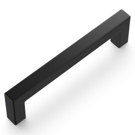 Hickory Hardware Solid Core Kitchen Cabinet Pulls, Luxury Cabinet Handles, Hardware for Doors & Dresser Drawers, 3-3/4 Inch (96mm) Hole Center, Matte Black, Skylight Collection (Pack of 1)