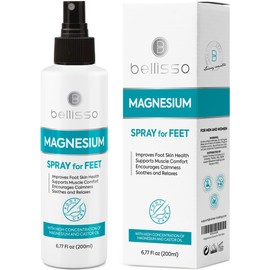 Magnesium Spray for Feet - With Castor Oil- Topical Foot Application for Women, Men, Kids and Adults - Extra Strength with Magnesium Chloride for Leg Spasms, Muscle Cramps and Restless Legs
