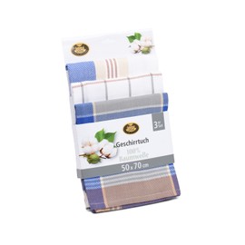Gözze - Set of 3 Tea Towels, 100% Cotton, High Weight Material (260 g/m²), 50 x 70 cm - Aqua