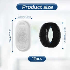 Cat Water Fountain Filters, 6pcs Activated Carbon Filters and 6pcs Foam Filters, Pet Fountain Filters Replacement for 3.2l/2l Cat Water Fountain