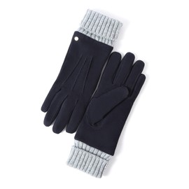 YISEVEN Women’s Winter Lambskin Suede Leather Gloves with Knit Cuffs Genuine Elegant Warm Wool Lined for Ladies Cold Weather Accessories Work Dress Driving New Year Gifts, Navy Blue Size 7.0 M