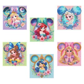 nekpiahu 6 Pack Diamond Art Painting Kits for Kids,Cartoon Diamond Art for Kids Ages 4-8-12,Cartoon Gem Kit Crafts Beginners for Gift Home Wall Decor(6x6inch)