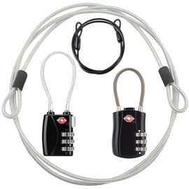 TSA Locks, Digit Combination Padlockss and Steel Cable Combination Travel Security Lock, Luggage Travel Lock Coded Lock for Baggage Travel Bag, Suit Case, Gym, Bike Locks (TSA Luggage Locks -2)