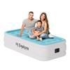 Hi Explore Air Mattress Twin with Built in Pump Self Inflating Fast Blow Up Full Queen Luxury Bed Comfortable in Sleep Plush Top Carry Bag Included Ideal for Home Camping Visitors (Blue, 18" Twin)